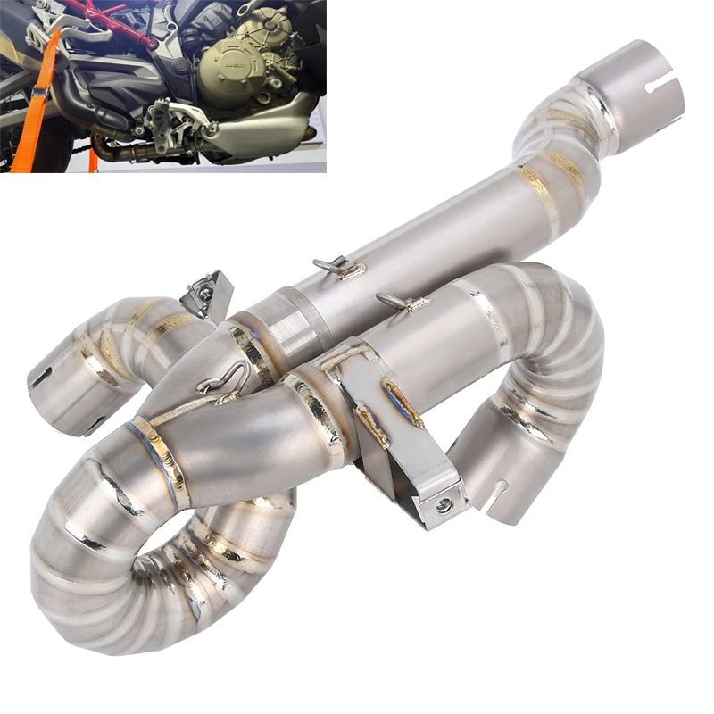 For Ducati Multistrada V4 V4S 2021-2024 V4S Sport V4 Rally Motorcycle Exhaust System Mid Link Pipe Silp On Stock Titanium Alloy