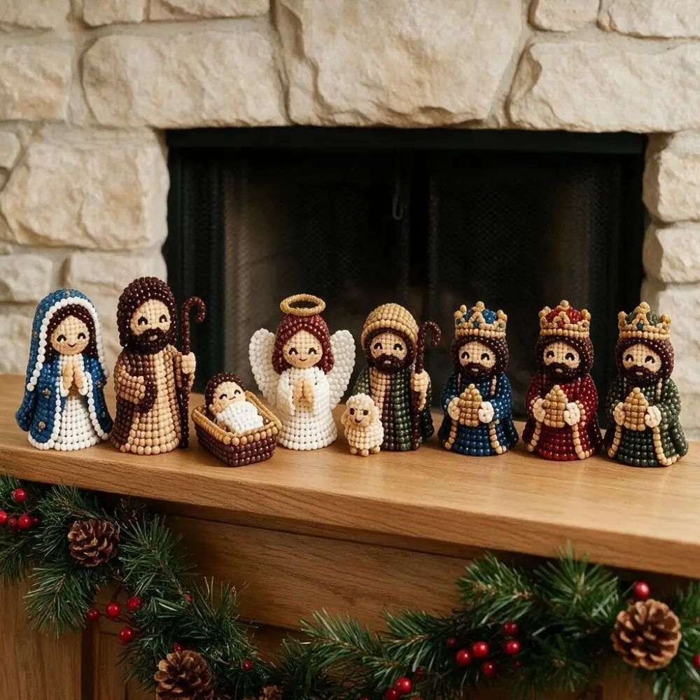 3D Nativity Scene Bead Craft DIY Kit Beginner-friendly Handmade Nativity Beaded Figures Craft Kit Mini with Guidance