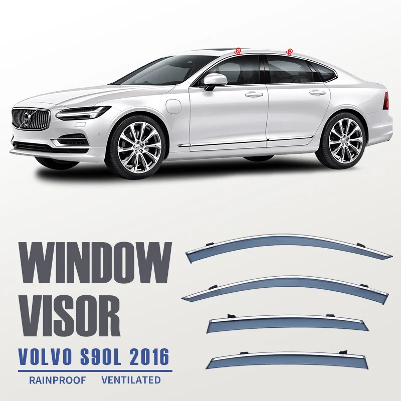 

4Pcs For VOLVO S90L 2017+ Car Window Visor Awning Shelters Windshield Side Window Rain Sun Shade Auto Accessories Car Styling