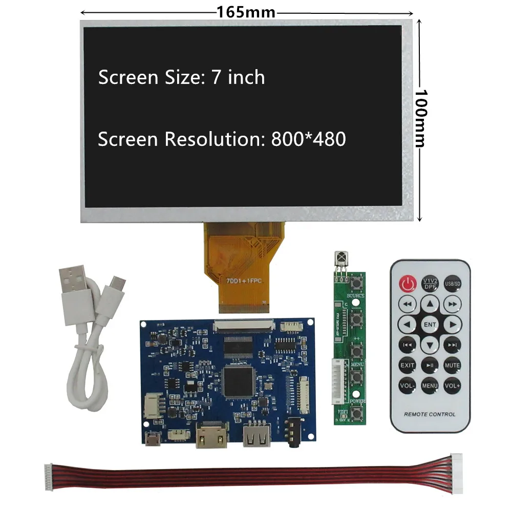 7 Inch AT070TN90 LCD Screen Display Monitor Driver Control Board U Disk HDMI For Raspberry Banana/Orange Pi Mini Computer PC