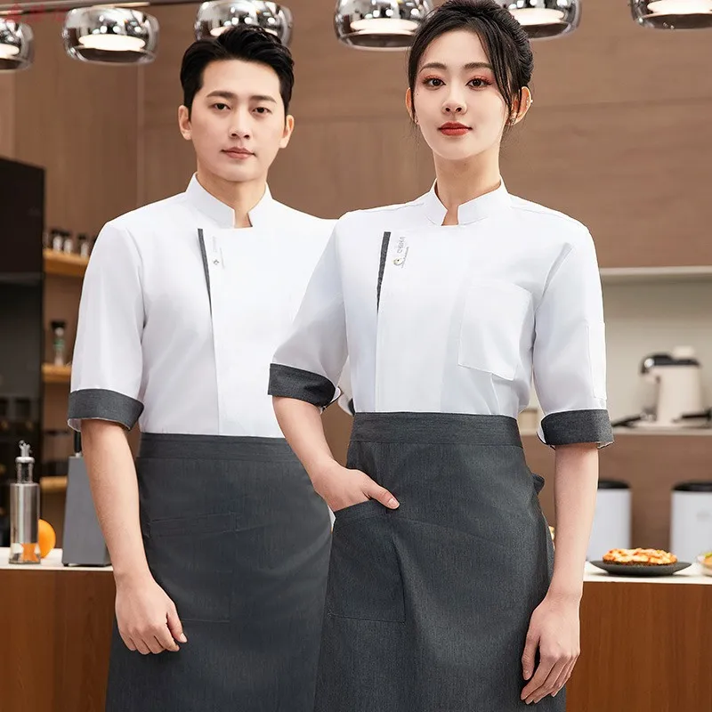 Chaqueta de Chef de manga tres cuartos de malla fina y transpirable de verano para Catering, Hotel, restaurante, cantina, pastelería, uniforme de trabajo de Chef