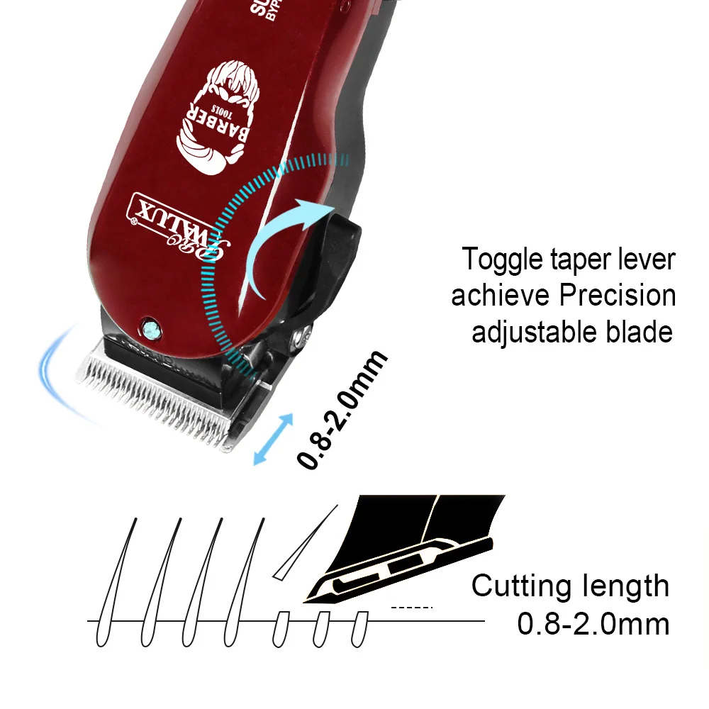 WALUX tondeuse à cheveux pour hommes avec fil AC220-240V tondeuse à cheveux puissante 10W maison homme tondeuse à cheveux 2M câble Machine de coupe de cheveux