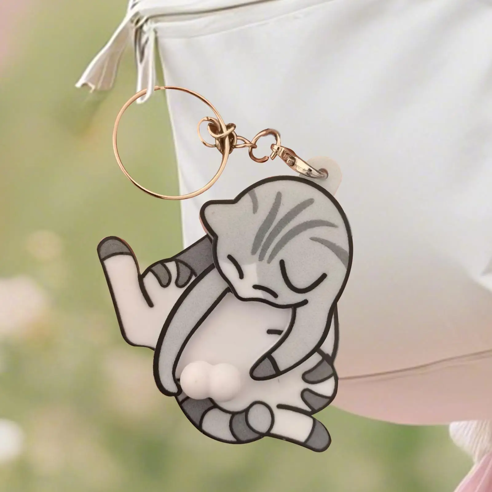 Creative Mischief Cat Interactive Keychain Fun Keychains for Bags Animal Keyring for Kids Adults Backpack Purse Bag Decor