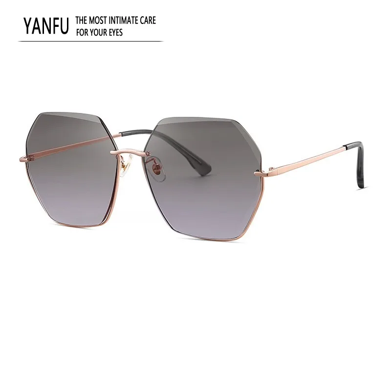 

Large Face Frameless Sunglasses Woman Gradient Rimless Fashion Metal Square Driving Glasses Female UV400 Eyewear Outdoor 148mm