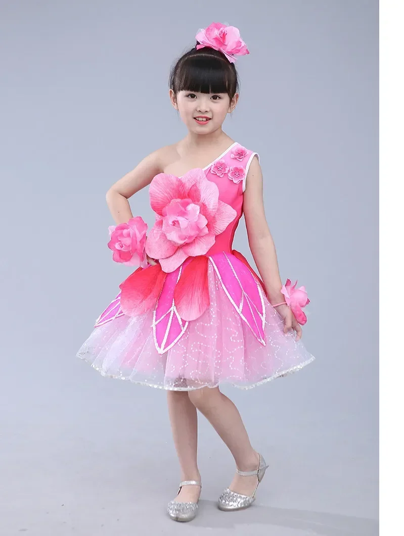 Girls Flower Dance Costumes Kindergarten Performance Clothing Festival Dance Dress Carnival Supplies