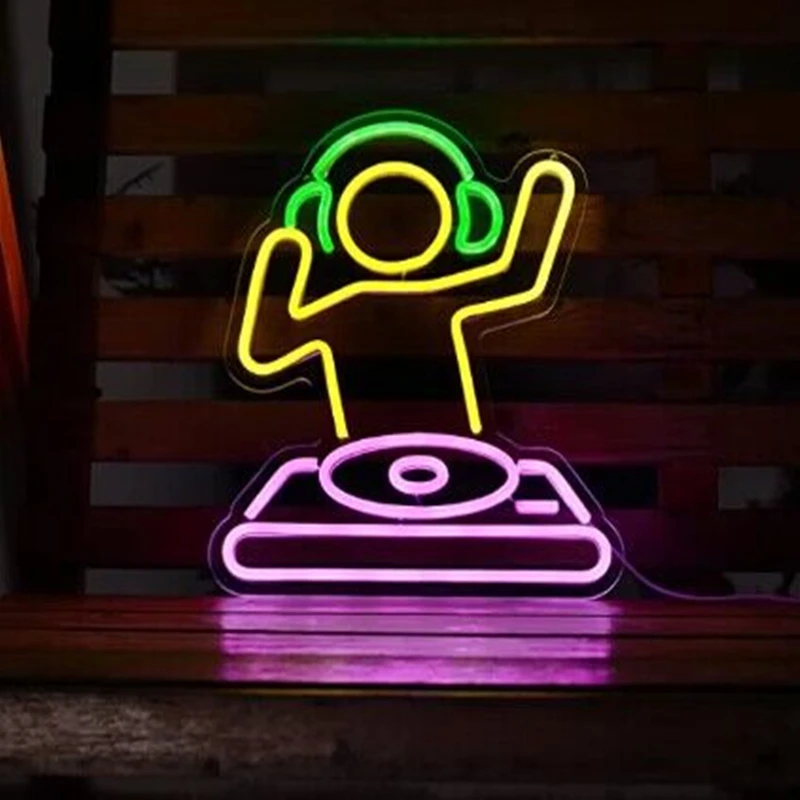 

Неоновая вывеска DJ Little Man, настенное украшение для дома, спальни, игровой комнаты, оригинальное неоновое украшение для музыкального клуба