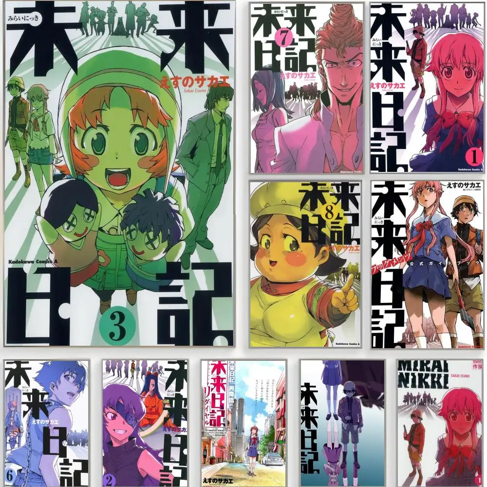 Thriller Psychological Anime T-The F-Future Diary Poster Classic Wall Art  Home Decor  Peel and Stick Unframed