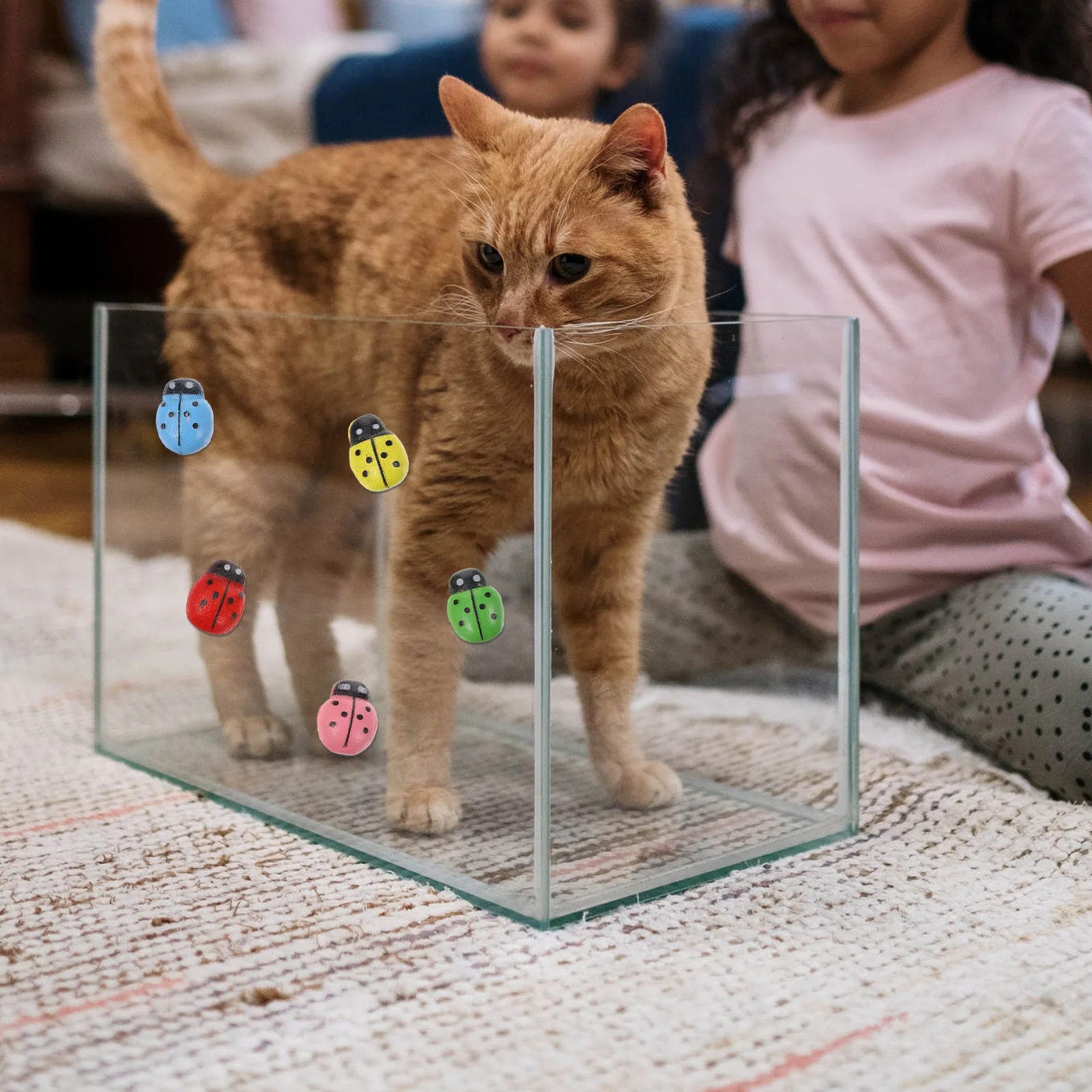 100 pezzi di coccinelle in legno adesivi in miniatura durevoli impermeabili giardino paesaggio arredamento micro paesaggio abbellimento autoadesivo