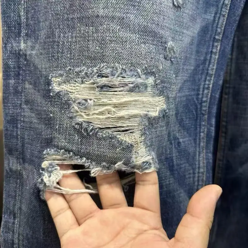 Fashion Autumn New Vintage Sophistication Cat's Whisker Distressed Straight-Leg Loose-Fit Hip-Hop Men's Women's 25SS Jeans