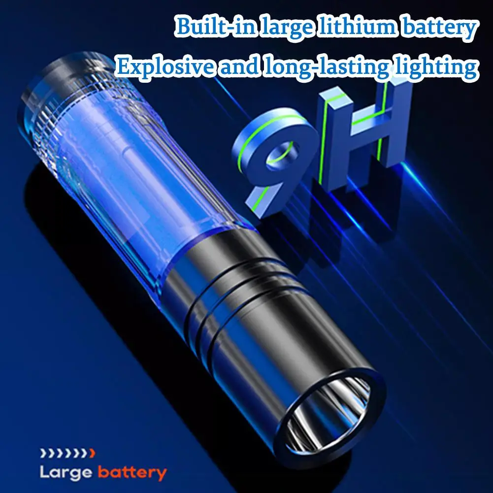 1 PC ไฟฉายขนาดเล็กแบบพกพา USB ชาร์จไฟฉาย LED กันน้ํา MINI Super Bright Light 600mAh สําหรับเดินป่ากลางแจ้งตกปลา