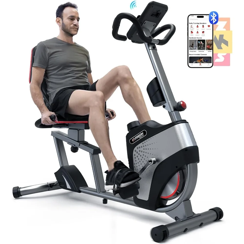 

Heavy Duty Magnetic Recumbent Bike with Arm Exerciser and 2-in-1 LCD Monitor for Adults and Seniors