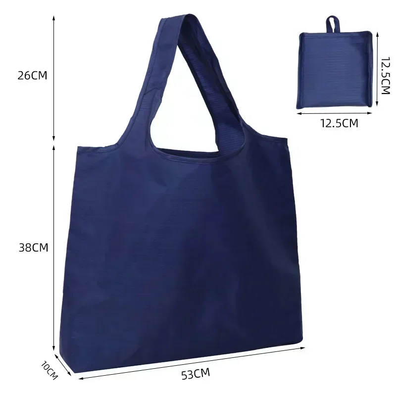 STN14 Eco-Friendly Folding Shopping Bag Reusable Portable Shoulder Handbag for Travel Grocery simple solid color grocery bag