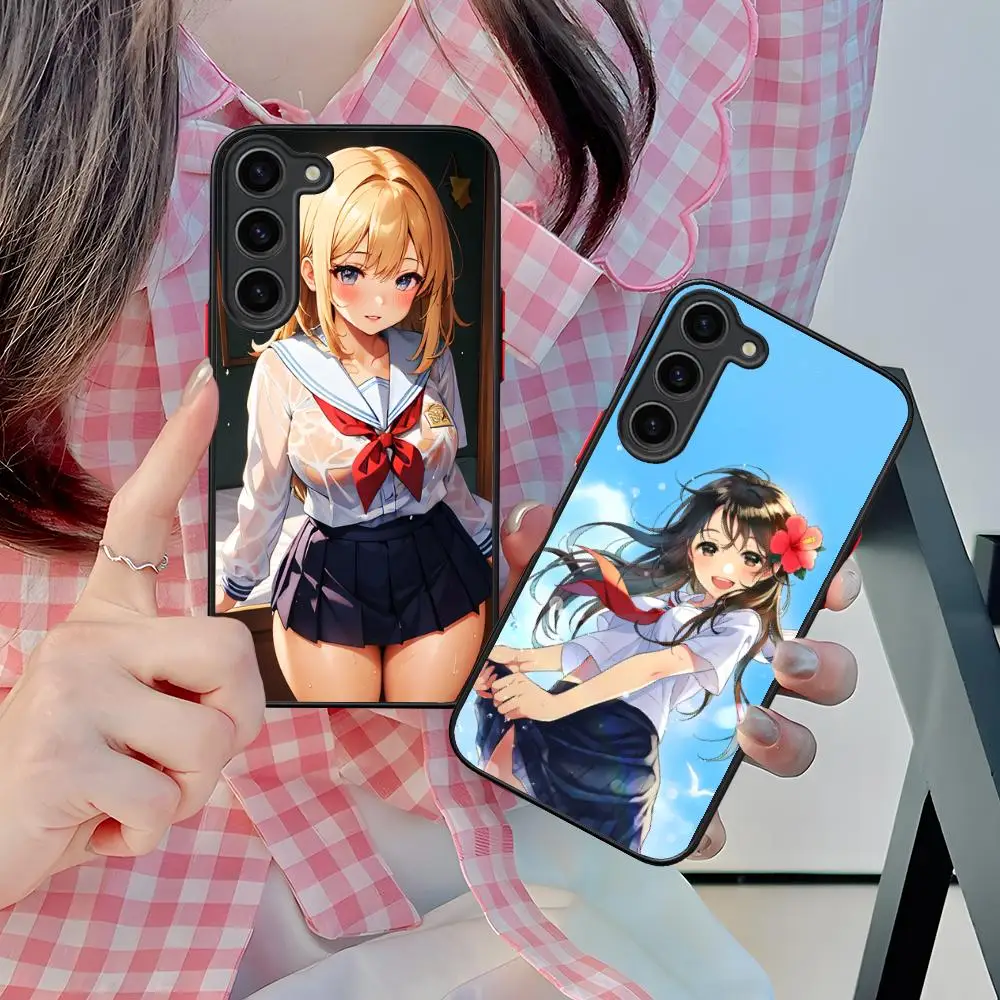 JK زي مدرسي فتاة قضية الهاتف لسامسونج غالاكسي S25 S24 S23 S22 S21 زائد FE الترا اللون سيليكون واقية غطاء فاخر