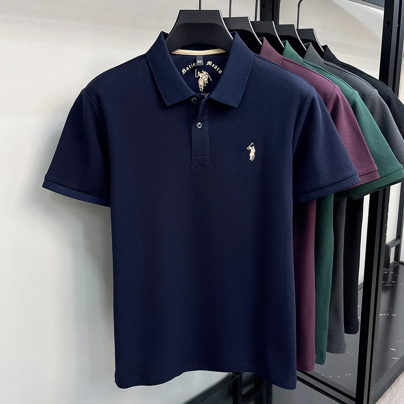 High-End 100% Baumwolle Kurzarm Polo Shirt Herren Sommer Luxus Marke Klassische Paul Pony Stickerei Freizeit Business Mode Golf T-Shirt – Detail 35