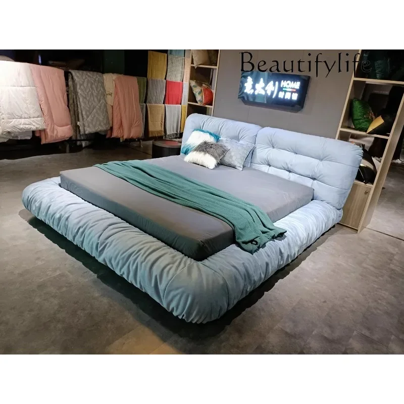 X Italian Minimalist Modern High-end Suite Cloud Bed Italian Minimalist Bedroom Double Fabric Bed