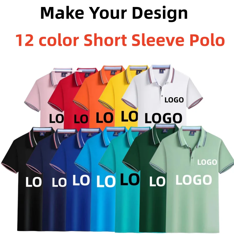 Make Your Design t shirt polo Lapel Shirt 180gsm Breathable Unisex T Shirt breathable stitching  Men And WomenTops