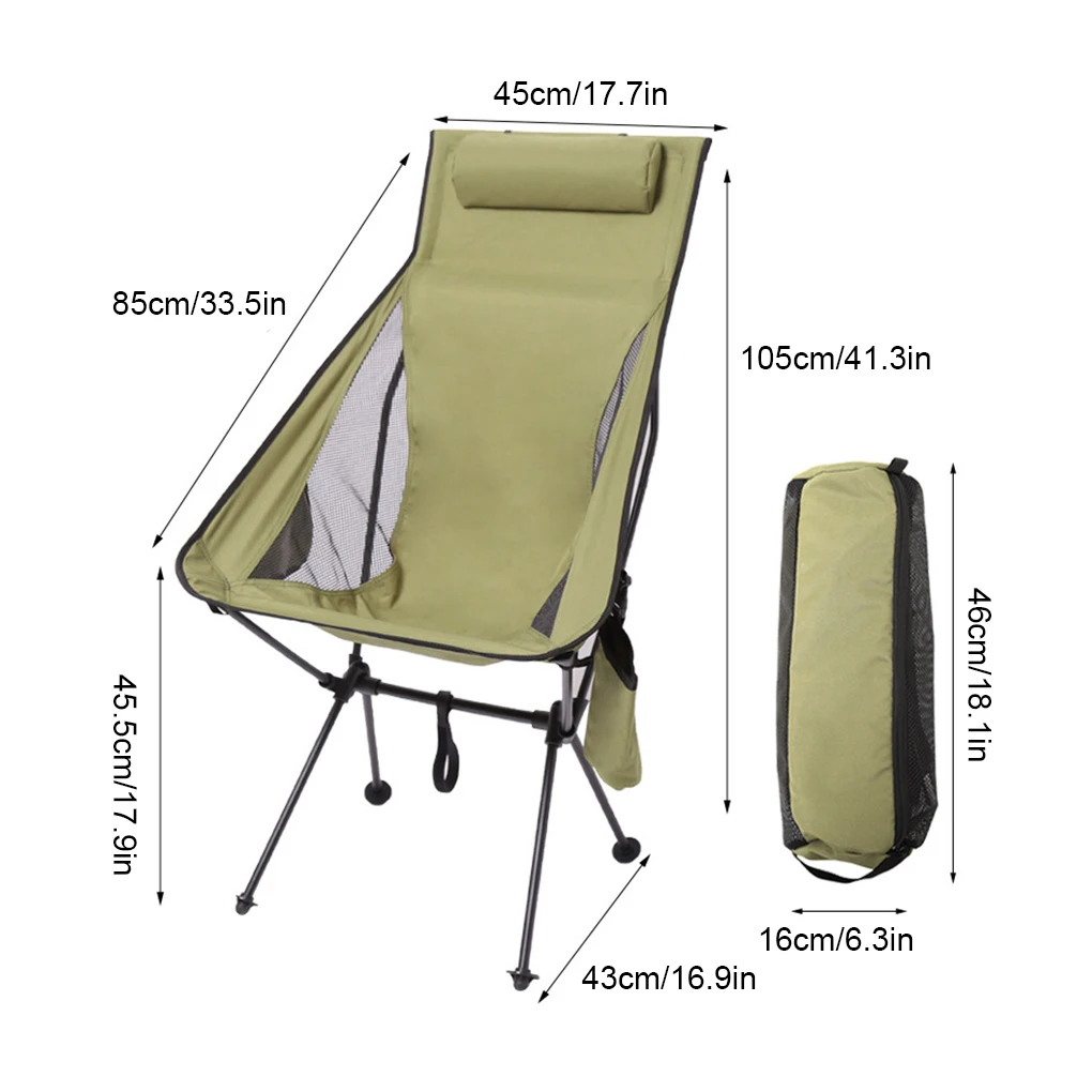 Breathable Seating Lightweight Camping Chair And In Outdoors Portable Folding Chair For Outdoor Camp green