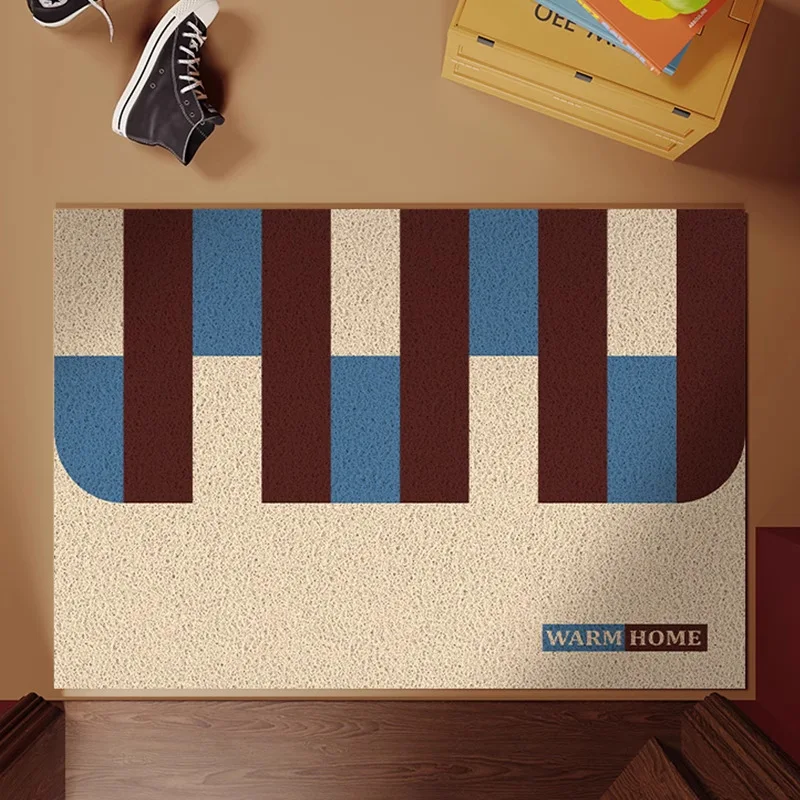 

Коврик с проволочной петлей в полоску в стиле ретро, нескользящий моющийся коврик с грязевой лентой для прихожей, гостиной, офиса