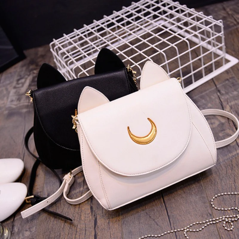 Women\'s Handbag Anime Sailor Luna Cute Cat Backpack PU Leather Women\'s Messenger Crossbody Small Bag Wallet