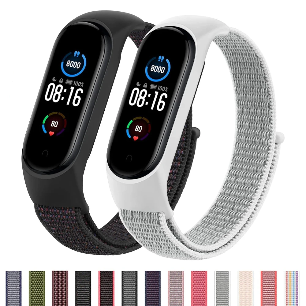 Strap for Mi band 9 8 7  smart watch Bracelet Nylon Sport loop Belt pulsera correa Miband 8 for Xiaomi Mi band 3 4 5 6 7 8 9 NFC