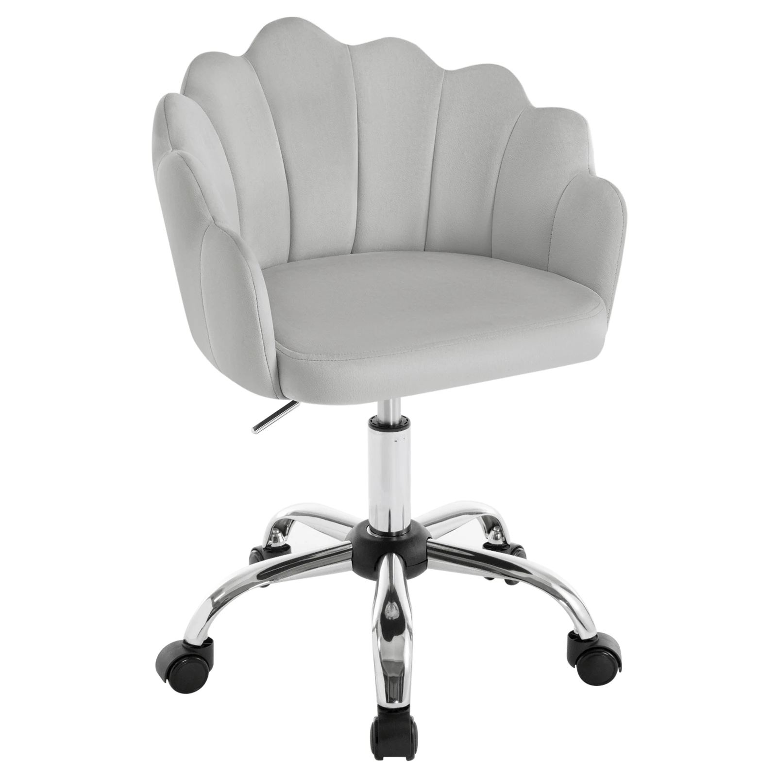 WOLTU Chaise de bureau pivotante en velours, ergonomique, avec dossier en forme de pétale, roulettes, fauteuil réglable en hauteur