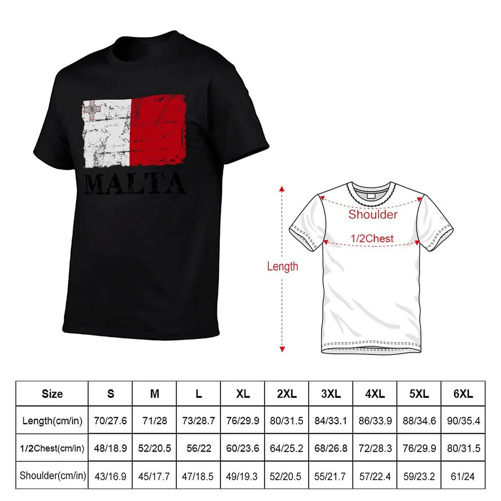 Flag of Malta - Vintage Look T-Shirt vintage clothes graphic shirts plus size tops anime men t shirt