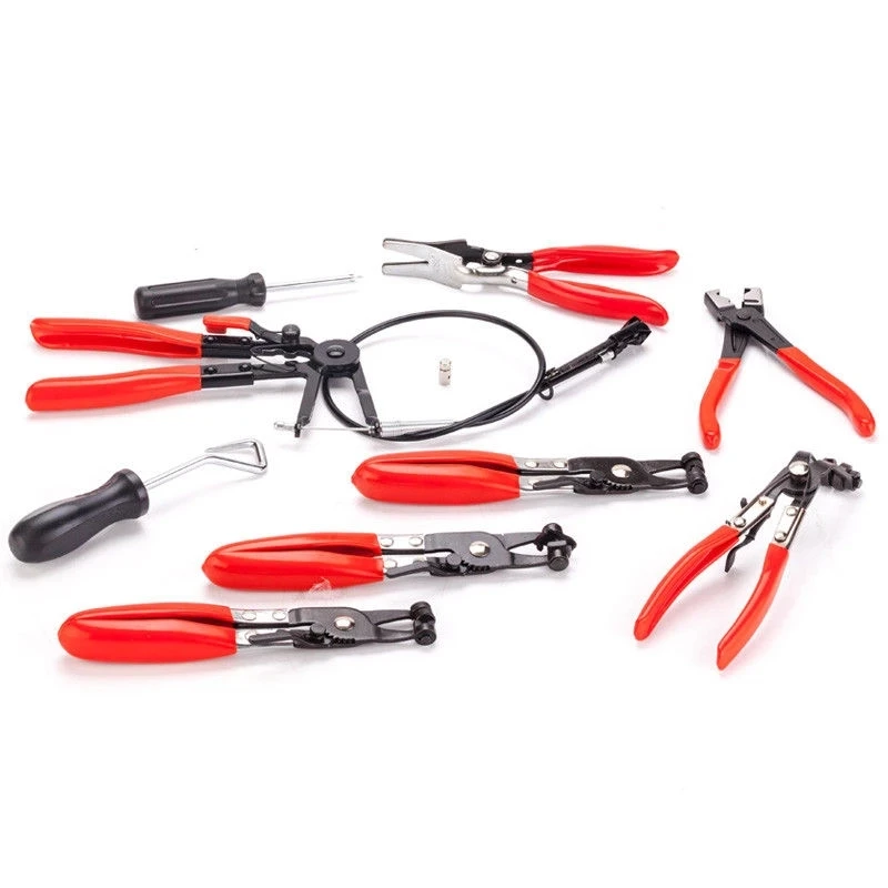 9Pcs Auto Hose Clamp Ring Plier Set Flexible Wire Cable Bend Type Remover Oil Seal Screwdriver Car Repairing Tools