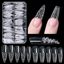 3D 120pcs/Box Long False Press On Acrylic Nails Coloured Glaze False Nails Stiletto Aail Tips For Extension Manicure Art Design