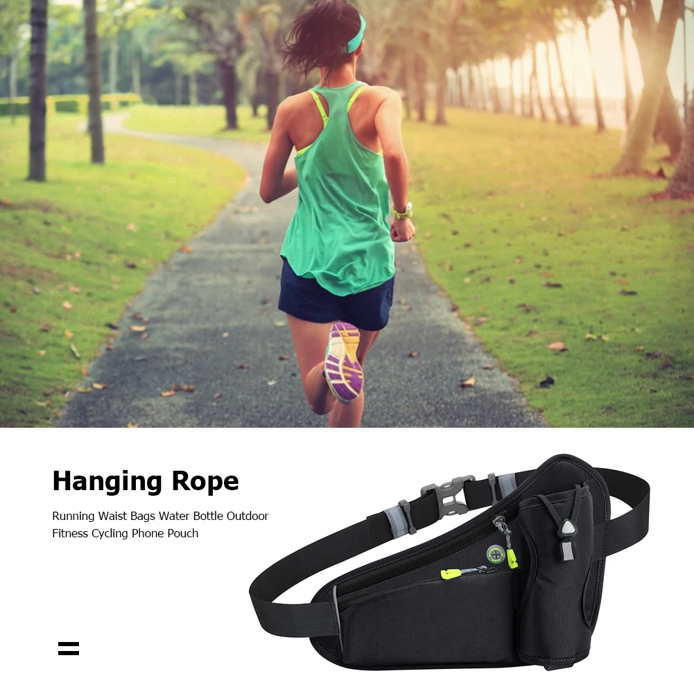 Running Bag Cycling Bag Reflective Hydration Belt Pack Waterproof  Large Capacity Water Bottle Holder Bag for Hiking Walking