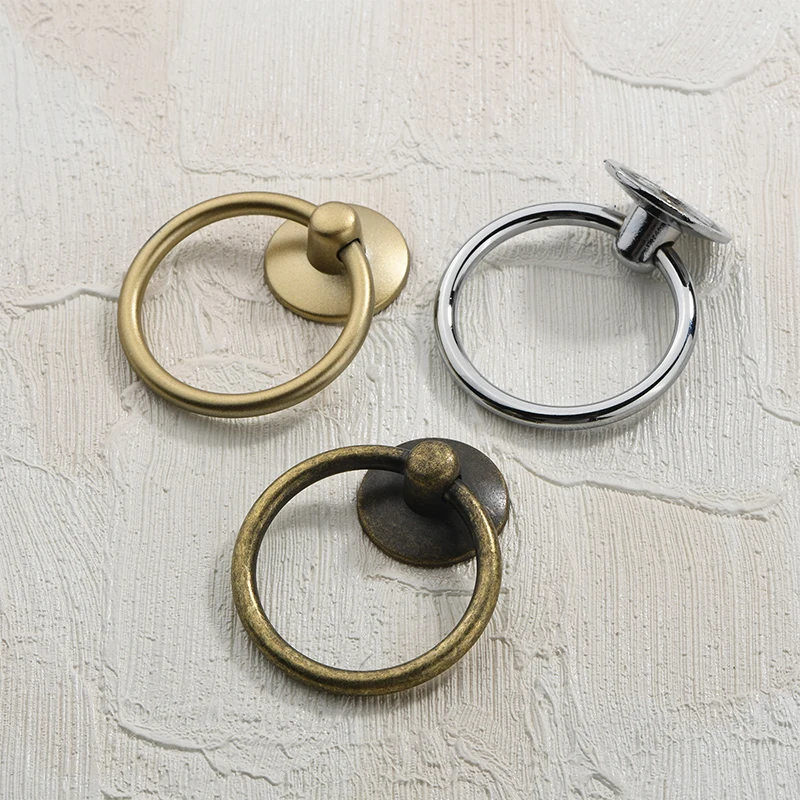 2Pc Vintage Round Ring Furniture Door Pull Handle Alloy Cabinet Dresser Drawer Knobs Handle