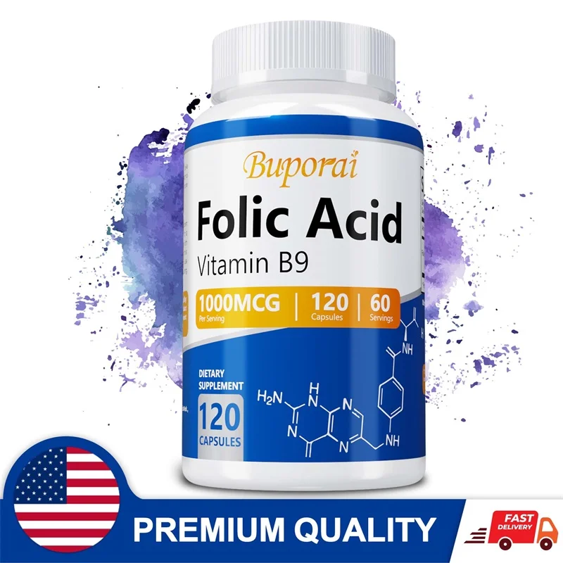 

Folic Acid Supplement - Heart and Nervous System Health, Maintaining Healthy Levels, Prenatal Support