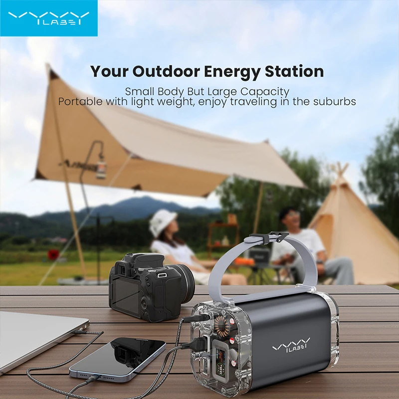 VyVylabs 40000mAh Powerbank PD 100W Outdoor Powerbank Waterproof USB Type C Fast Chariging LED Light  Power Station For iPhone