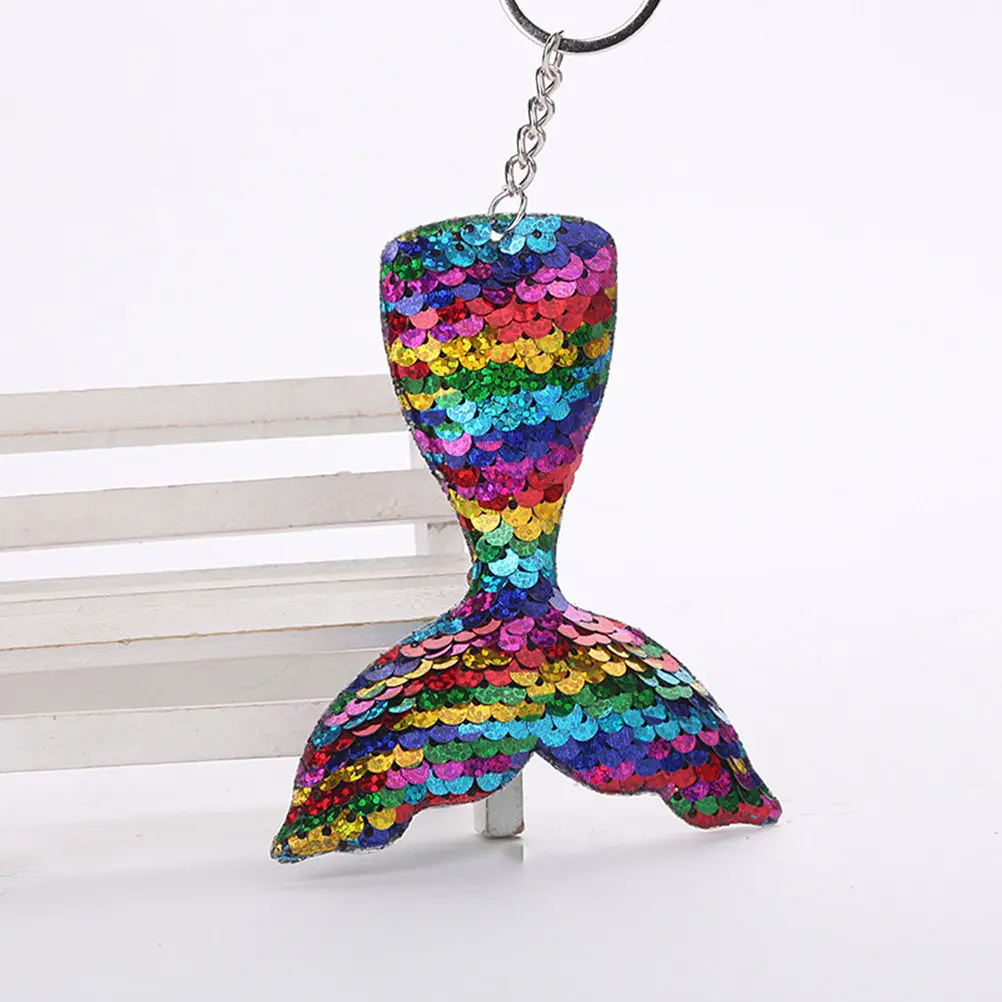 Shiny Sequins Mermaid Keyring Set 3 Colors Fashionable Tail Pendant for Bag Cell Phone Car Keys Gift Occasion Party Favor