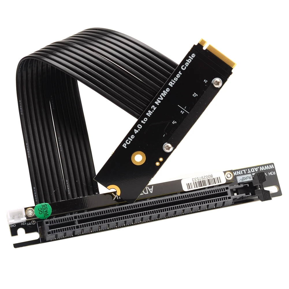 Riser M.2 NVMe TO PCI Express 4.0x16 Extender Jumper สำหรับ GPU กราฟิกการ์ดวิดีโอพร้อมสายไฟ4P SATA 64G/BPS PCI-E 16X