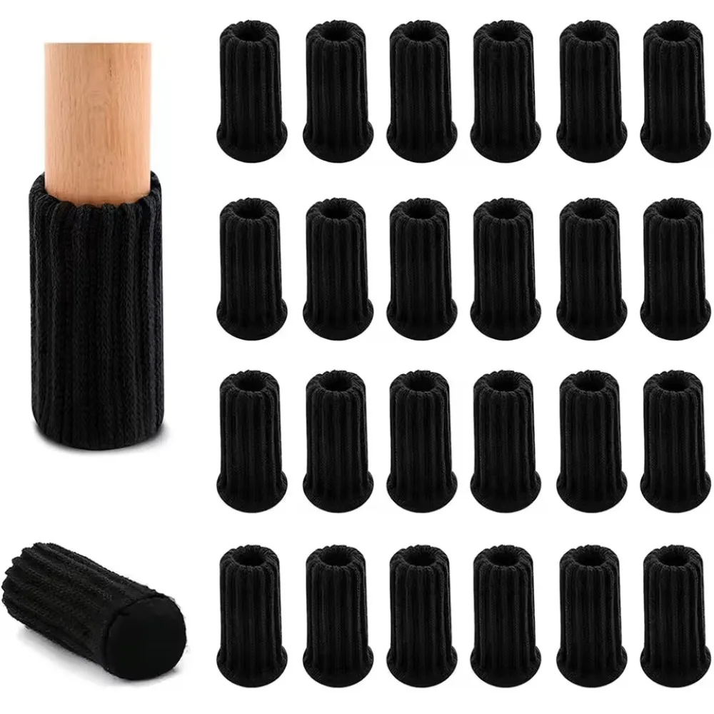 24 stuks stille gebreide meubelpoten sok vilt basis elastische vloerbeschermer slijtvaste universele stoelpootafdekking tafel