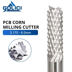 GDLICI PCB Milling Cutter 3.175mm Shank Carbide Thread End Mill Tungsten Corn Teeth Router Bits CNC For Acrylic Wood Aluminum