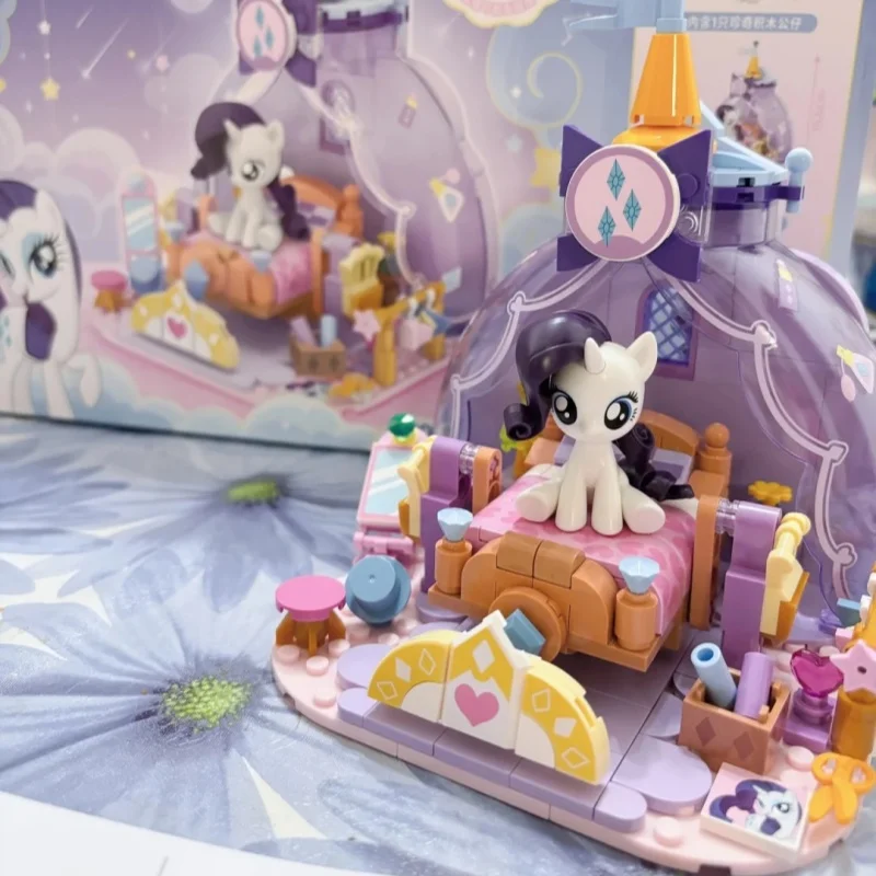 My Little Pony Building Blocks Anime Twilight Sparkle Pinkie Pie Rainbow Dash Yaoyao Bed Small Particle Model Ornament Gift Toys - view 2