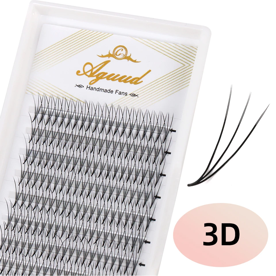 AGUUD Kamelien-Volumen-Wimpern, vorgefertigt, weich, doppelseitig, flach, 3D 4D 5D 6D, tiefschwarz, Wimpernverlängerung – Detail 11