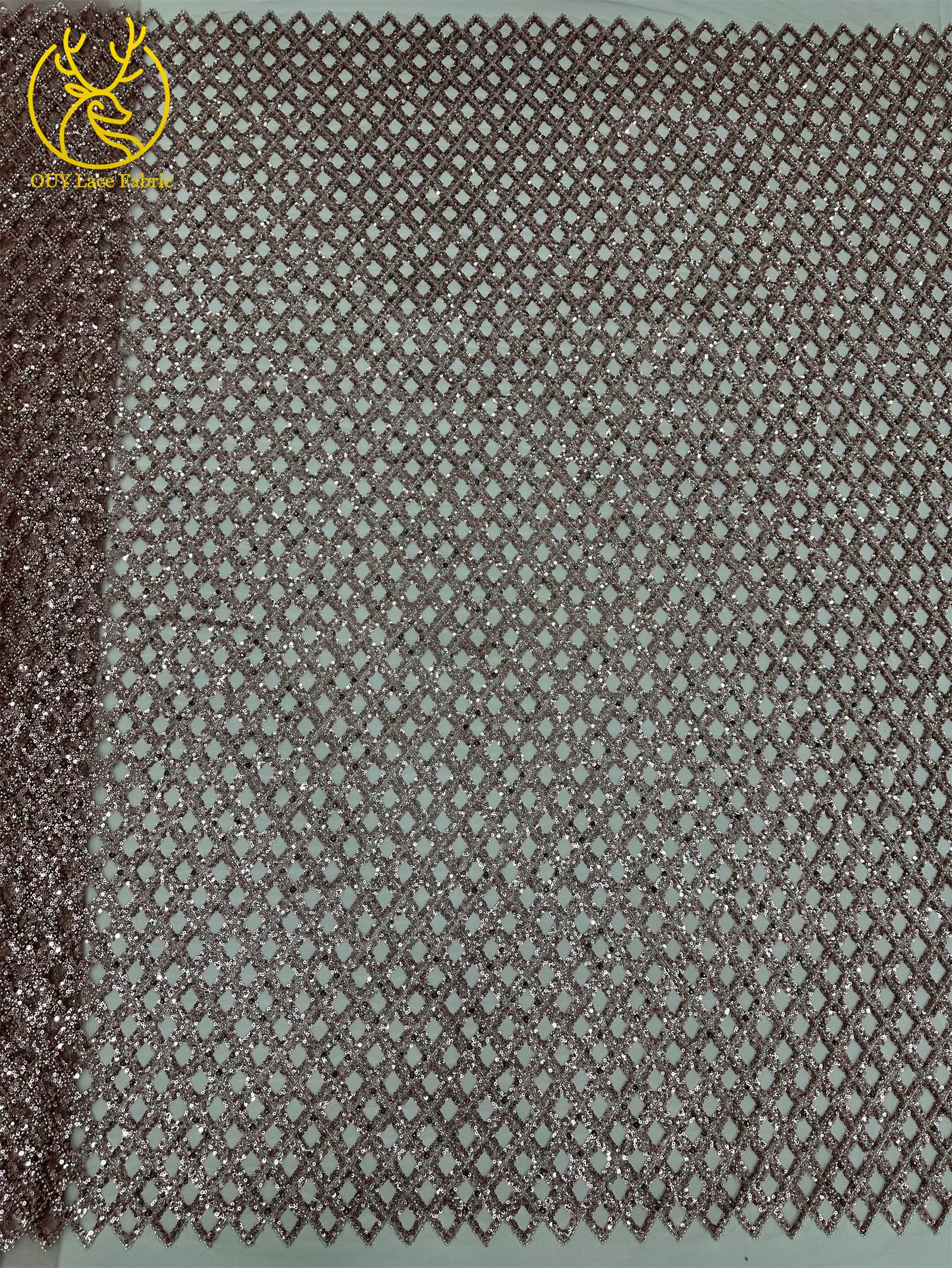 Roter afrikanischer Spitzenstoff, französischer Mesh-Spitzenstoff mit Pailletten und Perlen für Party- und Abendkleider, zum Nähen von afrikanischen Spitzenstoffen für Damen – Detail 15