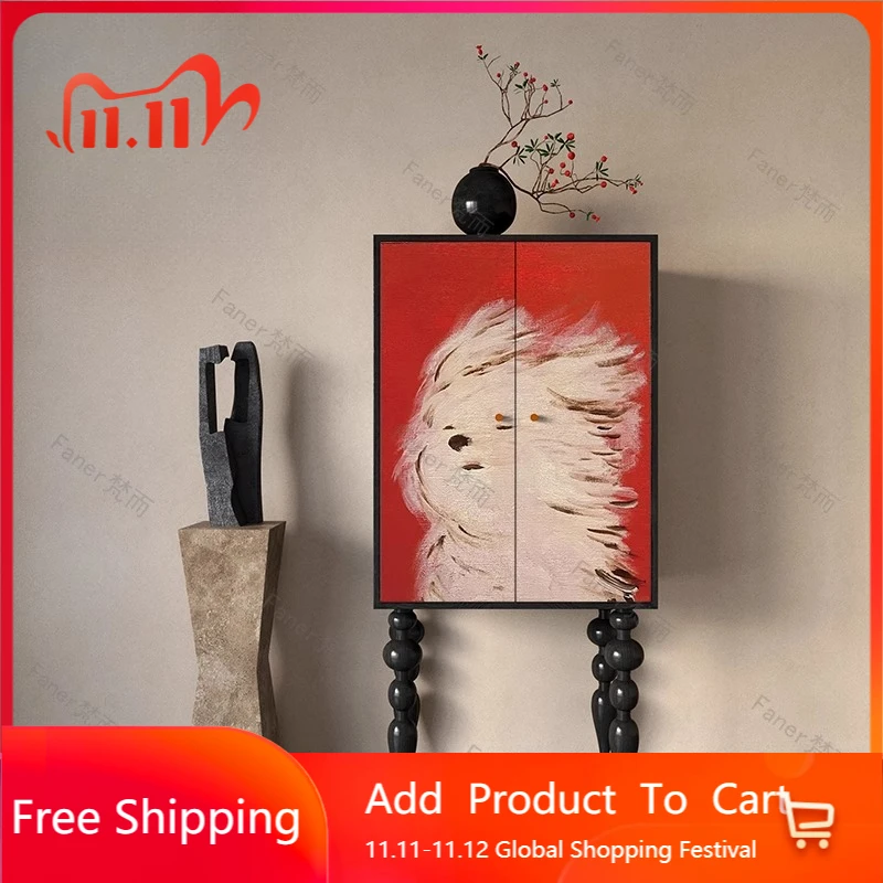 

Faner Modern Simple Solid Wood Tall Cabinet Living Room Double Door Storage Cabinet Locker Side Cabinet Household Locker