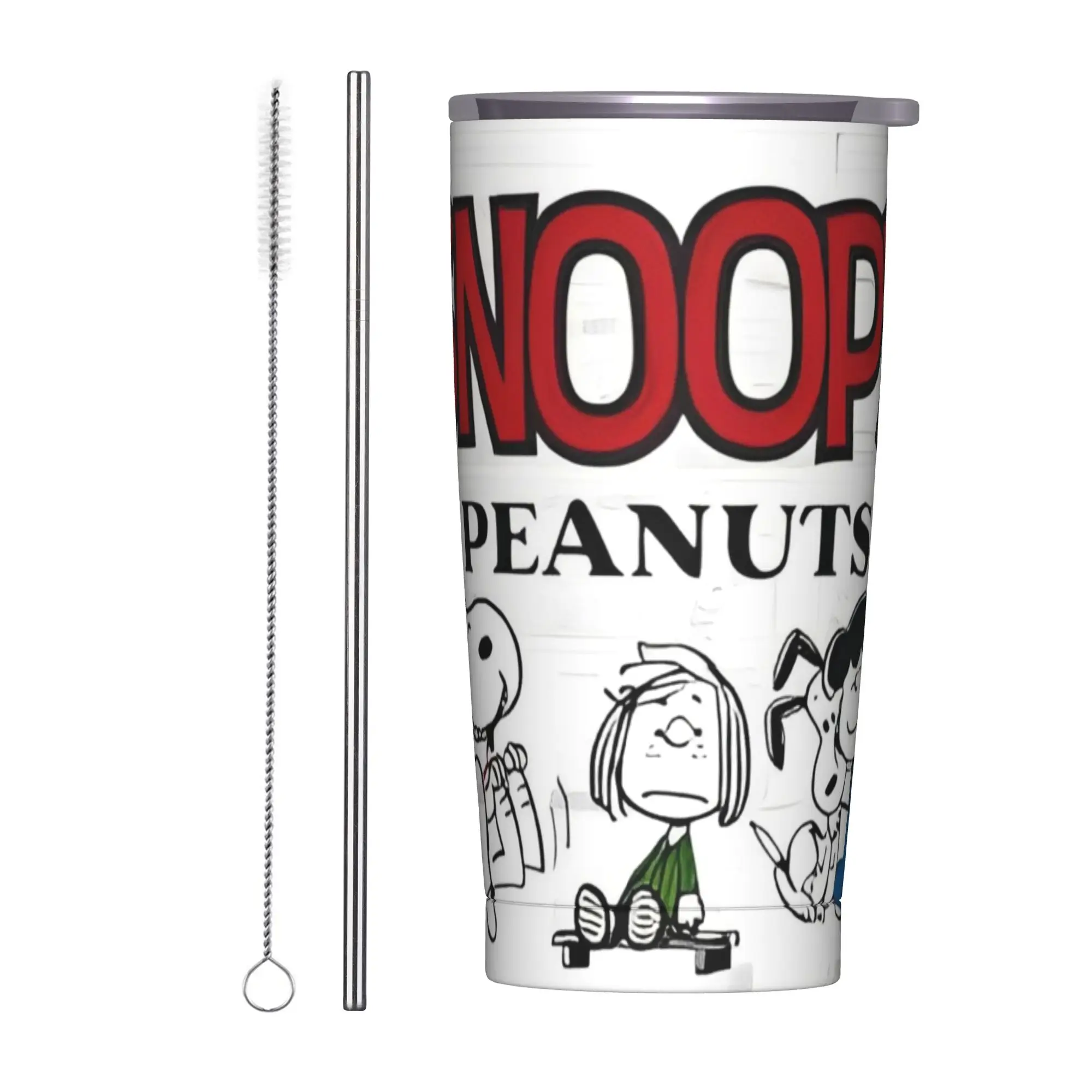 

Стакан Snoopys с мультяшной собакой, 20 унций, чашка из нержавеющей стали с двойными стенками, вакуумная изоляция, с соломинкой