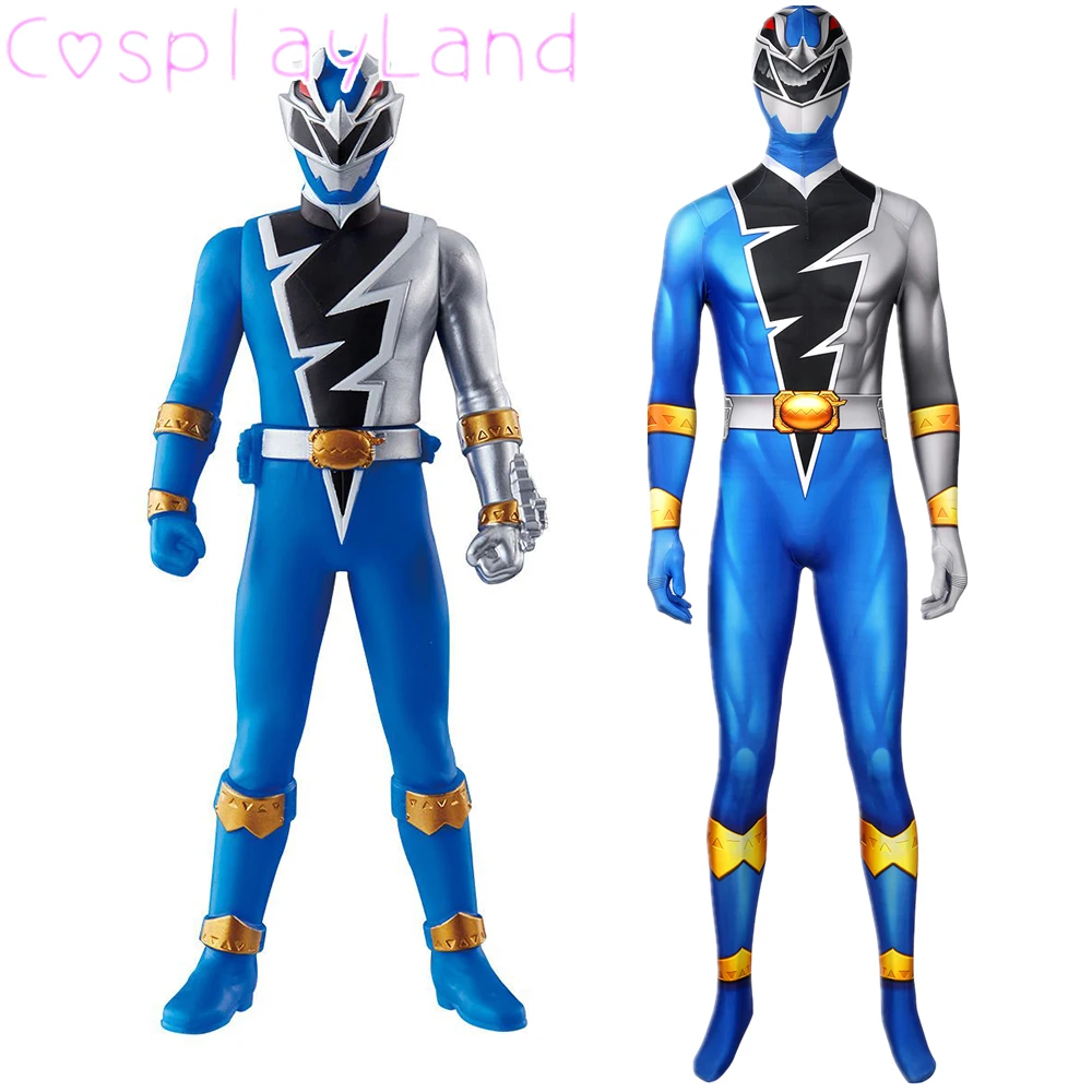

KISHIRYU SENTAI Ryusoul Blue Ranger Cosplay Costume Halloween Dino Ranger Men Jumpsuit Blue Soldier Printing Spandex Bodysuit