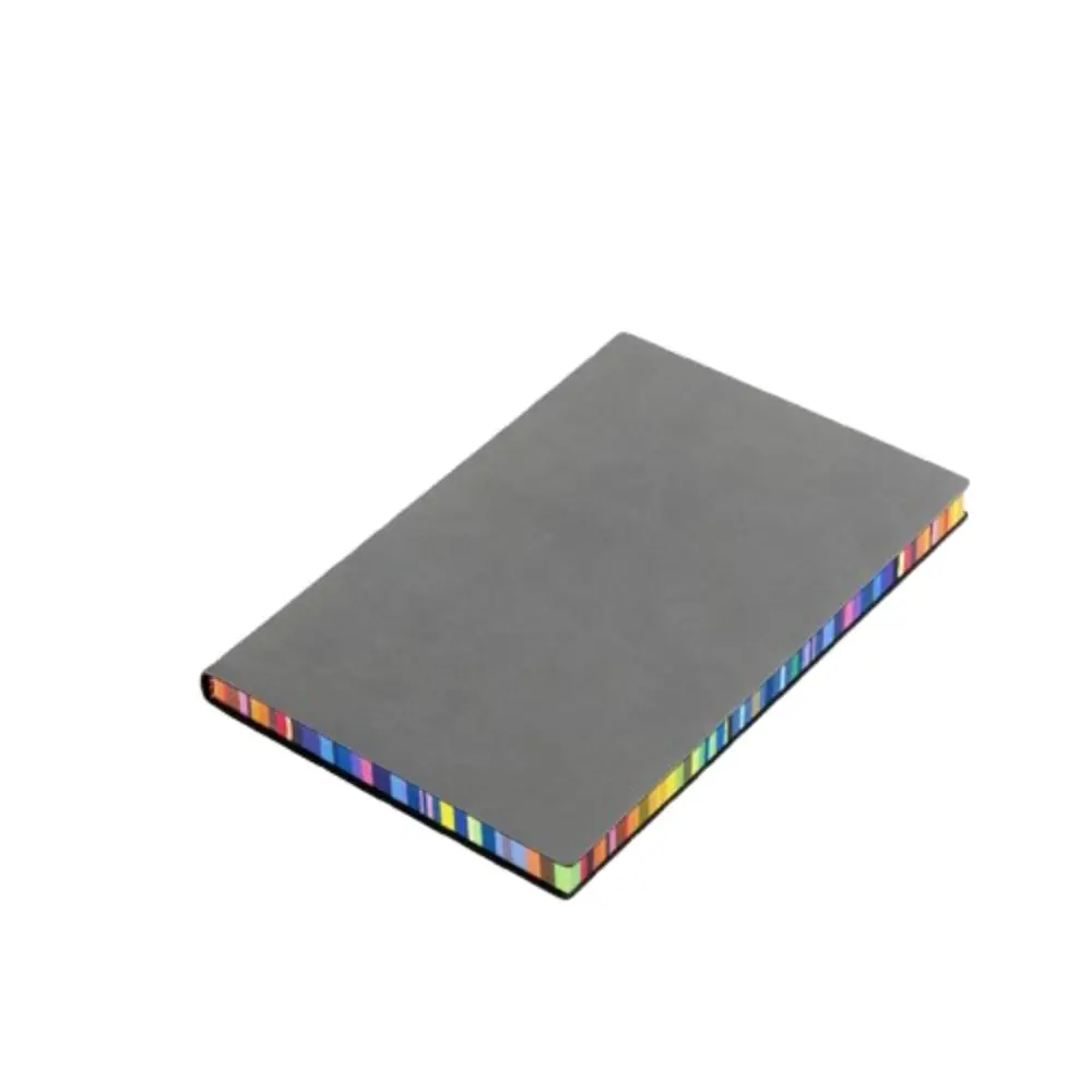 

Soft Leather Cover Rainbow Edge Notebook Thickened Waterproof Work Meeting Record Book 200 Pages Horizontal Line