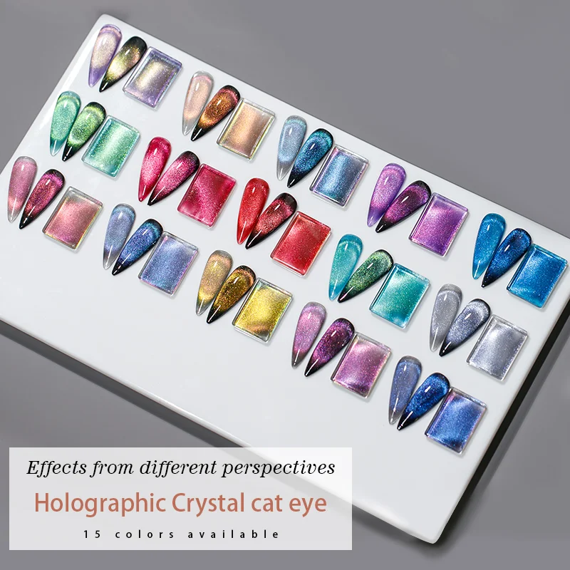 Vendeeni Hot Popular Watery Mirror Cat Eye Gel Polish Collection HEMA TPO Free Holographic Crystal Cat Eye Gel Nail Polish