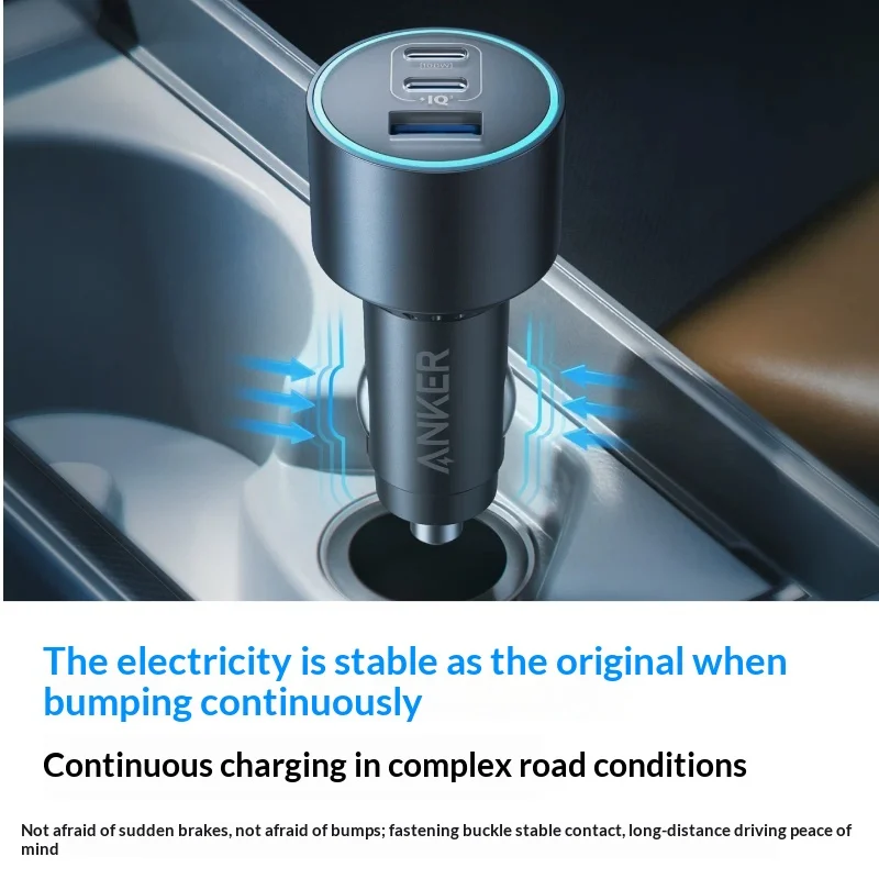 167.5w Anker 3-Port Fast Car Charger, 2 Usb-C + 1 Usb-A Pd Qc3.0 High-Speed Adapter For Multi-Device Road & Travel Charging