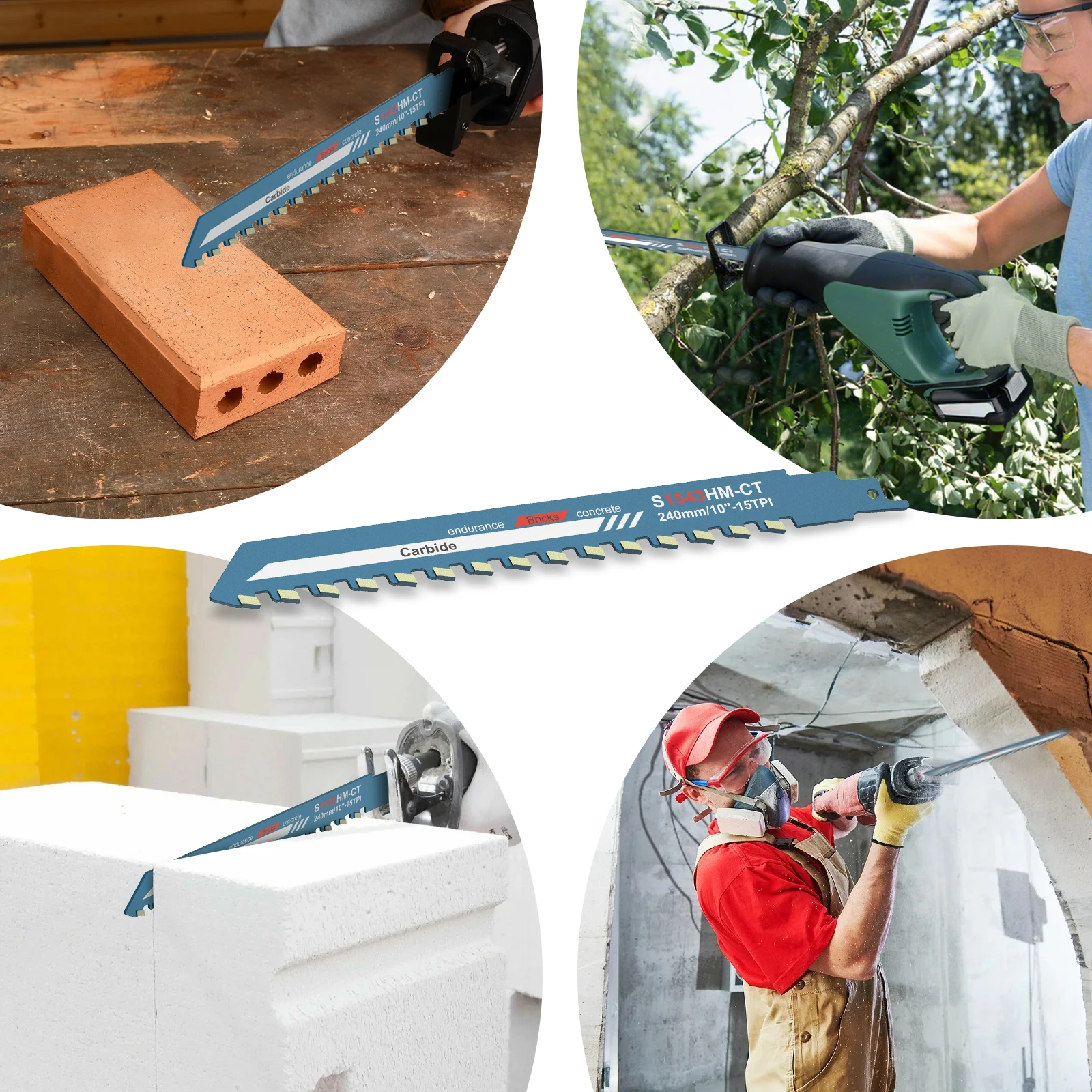 10/12/18/20 بوصة الترددية المنشار بليد العالمي قطع Recip Sabre شفرة المنشار سبائك الصلب الأحمر الطوب قطع الخرسانة شفرة المنشار