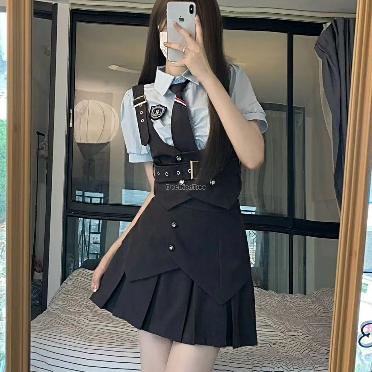 2024 summer japanese korea jk uniform college style slim waistcoat short sleeve shirt pleated skirt female fashion jk suit w931