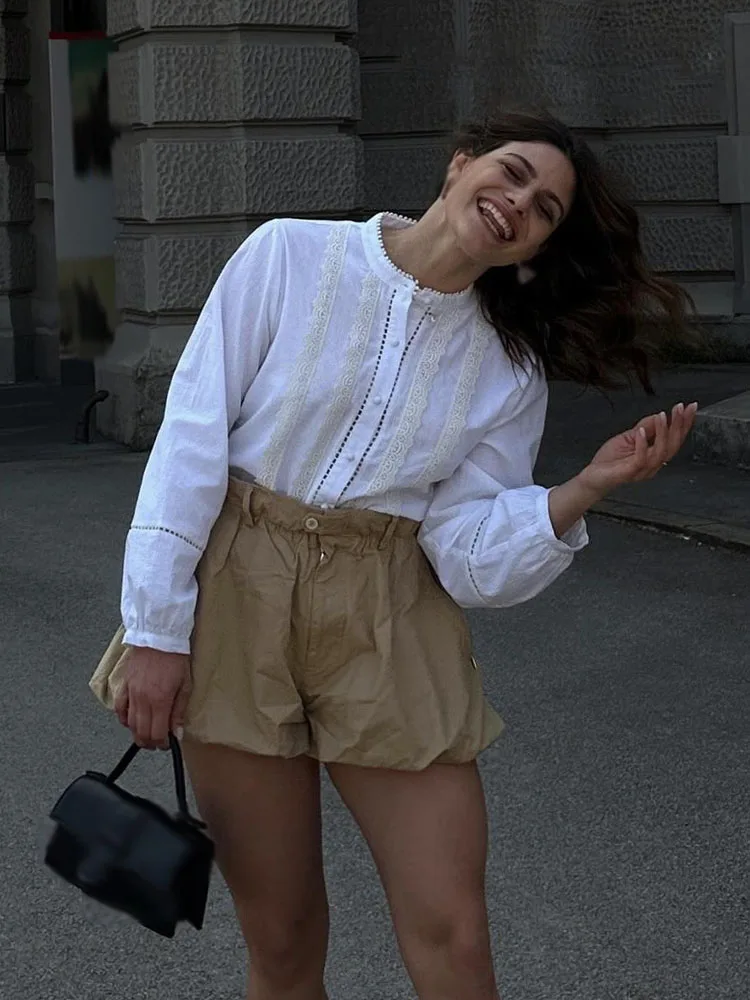 HH レディースファッション バルーンバージョン ミニショーツ 無地 スリム ボタン ジッパー ポケット付き ゴムウエスト トレンド ボトムス 春 2025