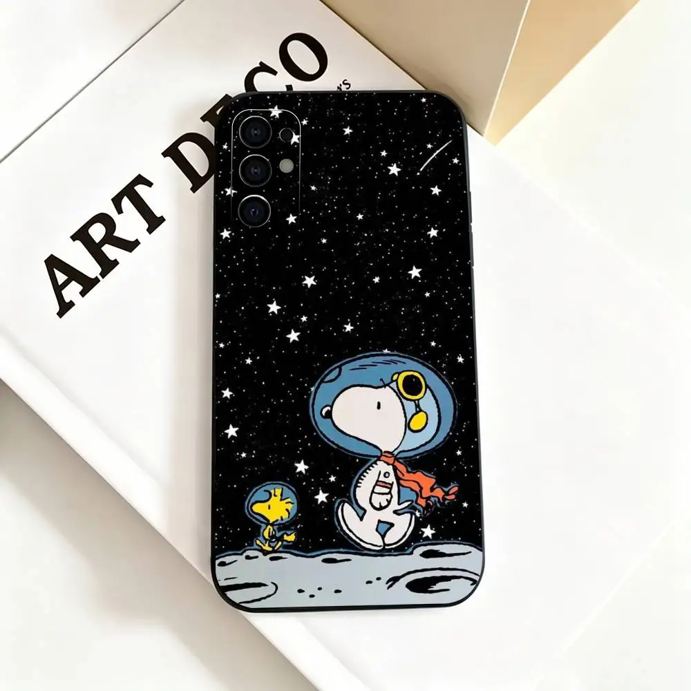 C-Cute S-Snoopys Phone Case Black Silicone Soft For Samsung S25,S24,S21,S22,S23,S30,Ultra,S20,Plus,Fe,Lite