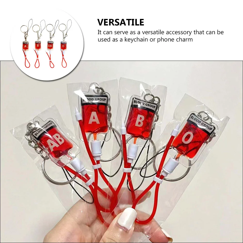 4 Pcs Keychain Hanging Decoration Novelty Pendant For Telephone Purse Stainless Steel Rings Office